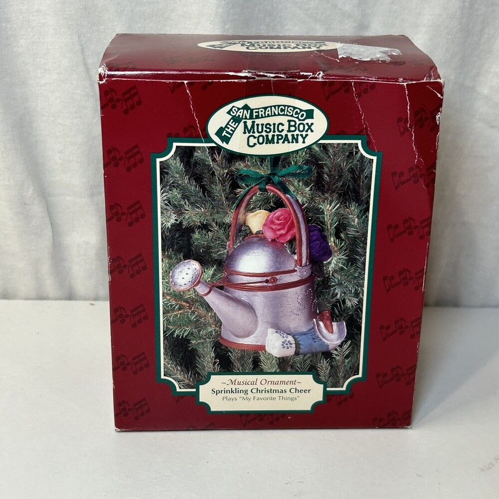 San Francisco Music Box Co Watering‎ Can Sprinkling Cheer Musical ornament Works